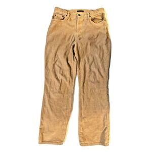 Vintage 90s Lauren by Ralph Lauren Corduroy Pants Women 8‎ Tan Straight Leg USA